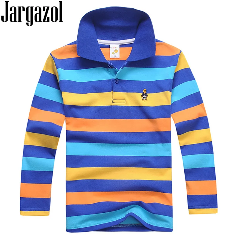 

Jargazol Boys Polo Shirts Long Sleeve Autumn Baby Boy Tops Cotton Teenagers Sports Polo Shirts Fashion Stripes Kids Outfits