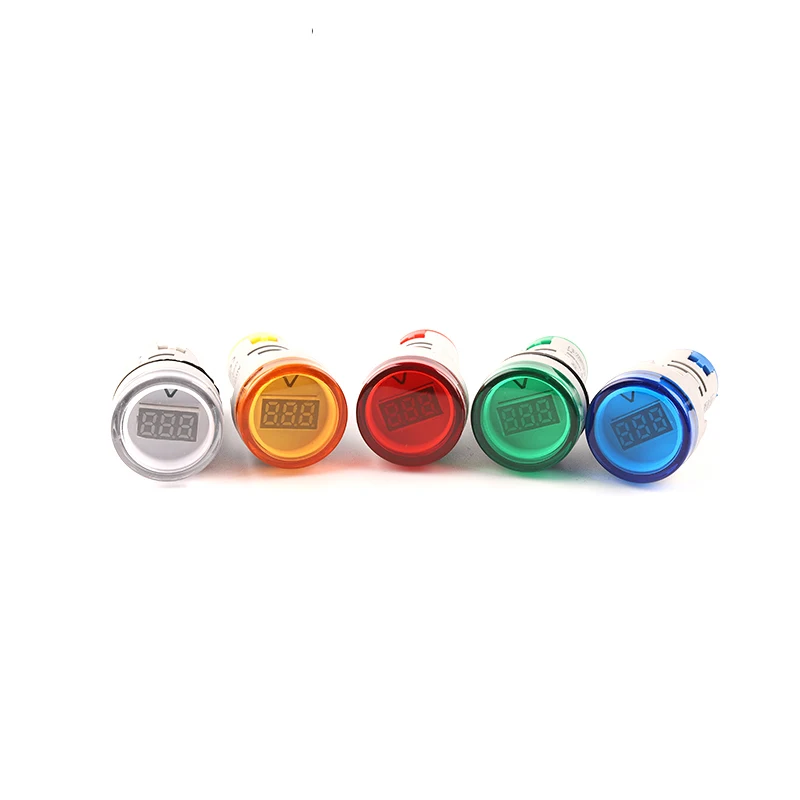 

22mm DIY Mini Small Digital Voltmeter Round AC20-500V/DC5-60V Voltage Tester Meter Monitor Power LED Indicator Pilot Lamp Light