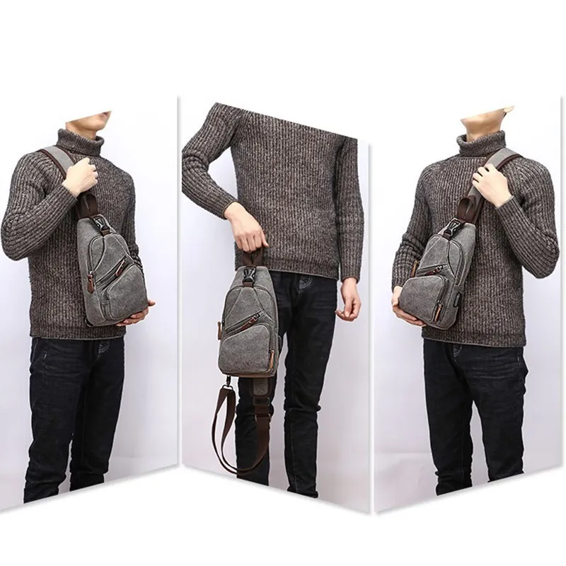 USB Charging Backpack Canvas Cross Body Bag Shoulder Sling Bagpack Men Travel Rucksack For Teenage Mochila Masculina