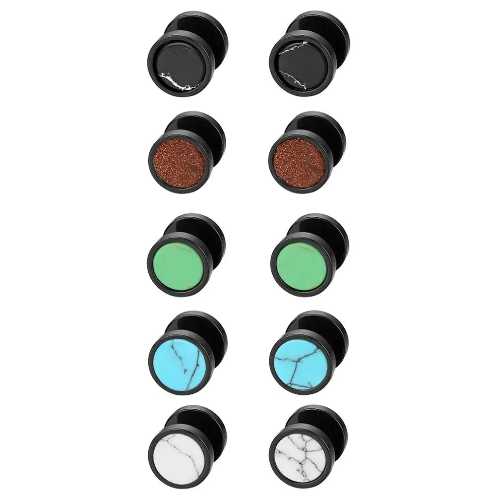 BONISKISS Fashion Stainless Steel Earrings Women Men Barbell Dumbbell Punk Cool Round Stud Earring Male Jewelry Gift Wholesale