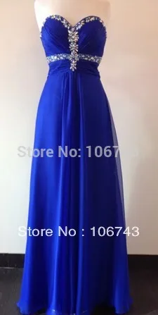 free shipping new fashion 2018 maxi vestido formales long prom gown sweetheart crystal royal blue Graduation bridesmaid dresses