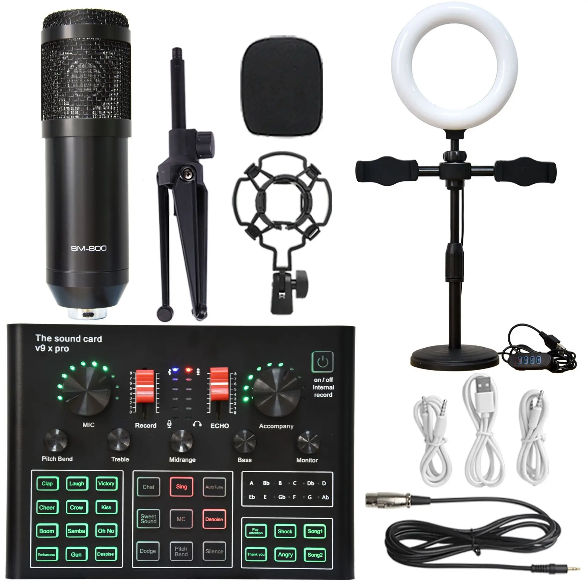 V9XPro Sound Card Studio Mixer Noise Reduction Portable Microphone
