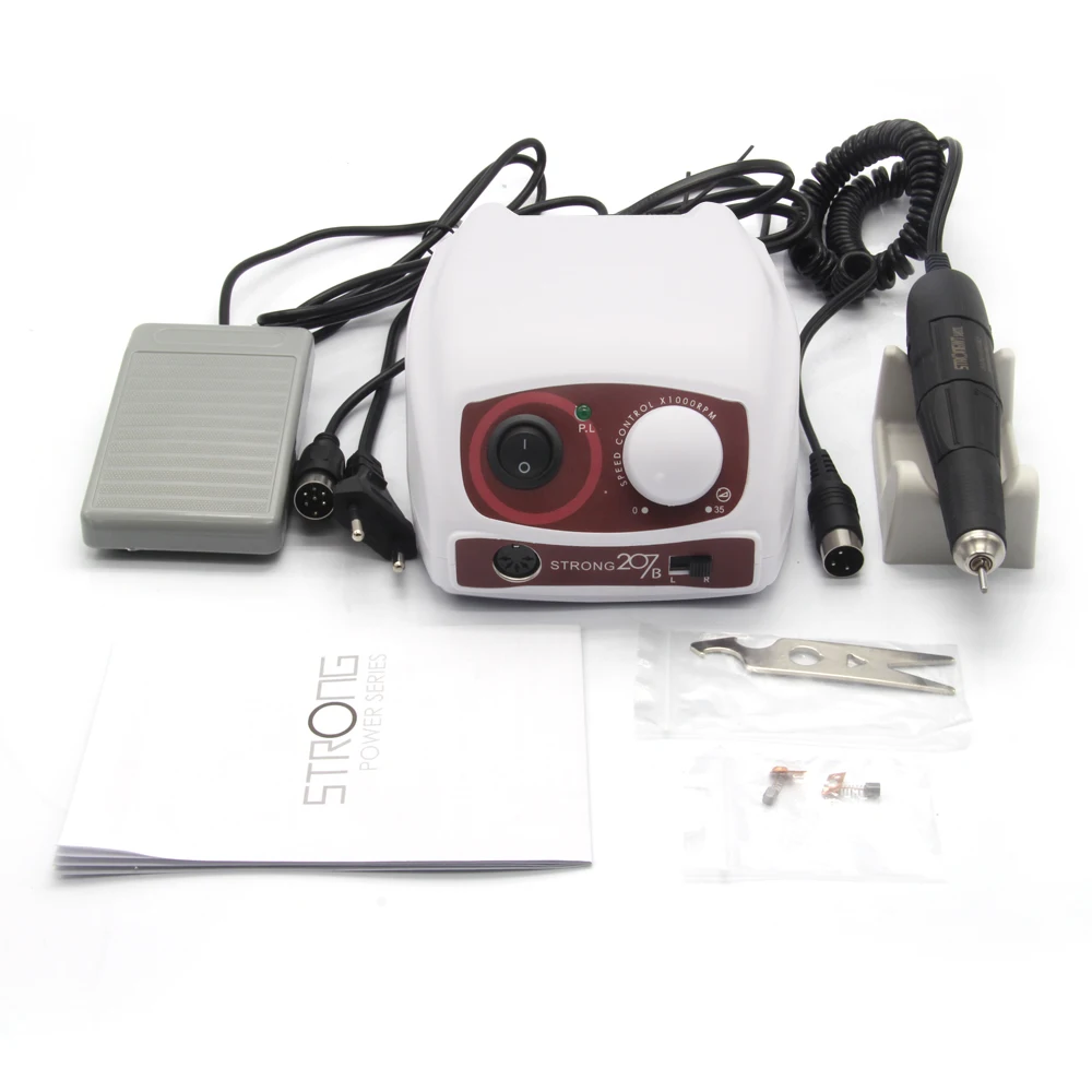 

35000RPM STRONG 207B Micro Motor Electric Nail Drill Machine Manicure Equipment 102L Handpiece With Pedal