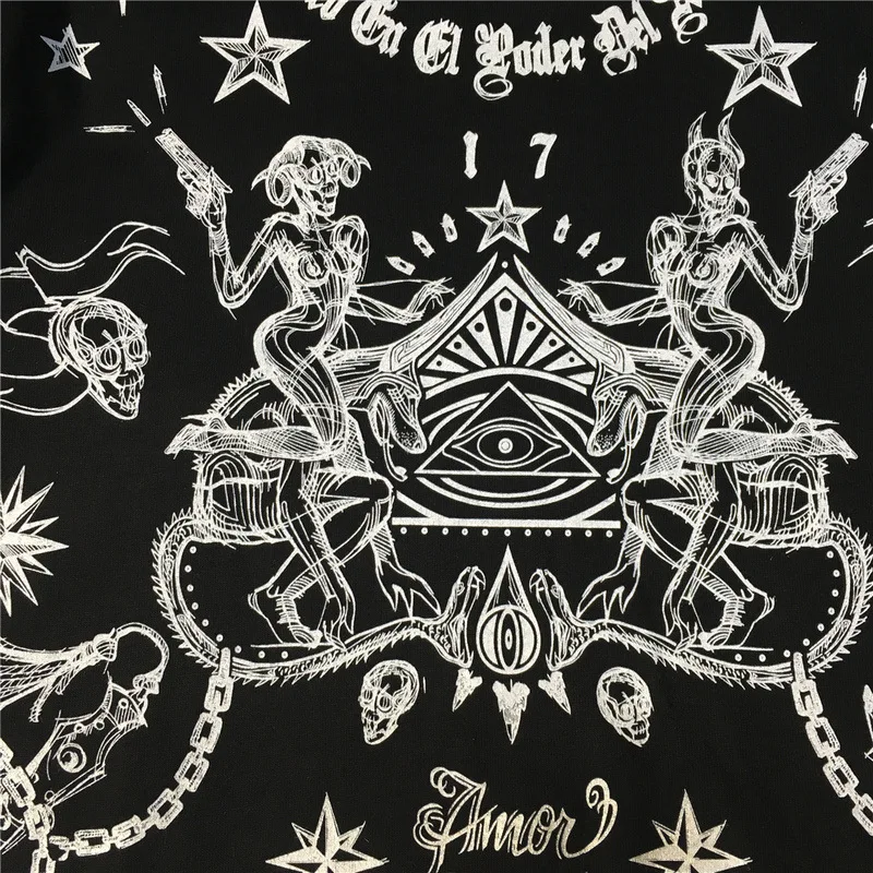 تي شيرت قطني محبوك للرجال ، تي شيرت غير رسمي مطبوع للرجال ، تي شيرت هيب هوب للجسم برذاذ مباشر ، جمجمة ونجمة ، تي شيرت بأكمام قصيرة برقبة دائرية 2020