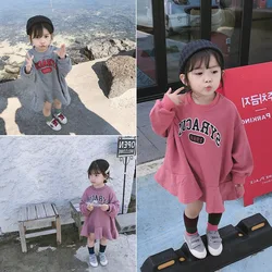 Girls' Sweater Loose Letters Blouse Dress 2021 Autumn Clothes New Casual Children'S Clothing