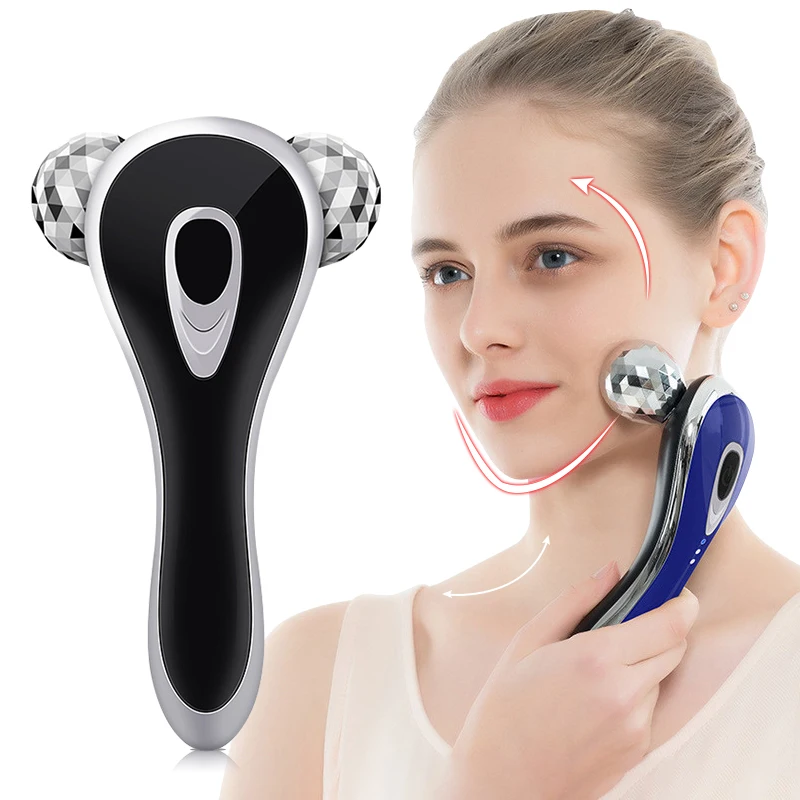 3D Face Massager Roller MicroCurrent Facial Massage Skin Lifting Slimming Wrinkle Remover Machine Full Body Shape Face Slimmer