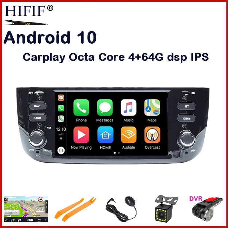 IPS Carplay 1 from Auto Radio Android 10 Car Multimedia Stereo For Fiat Grande Punto Abarth Punto EVO Line 2012 2013 2015 WIFI