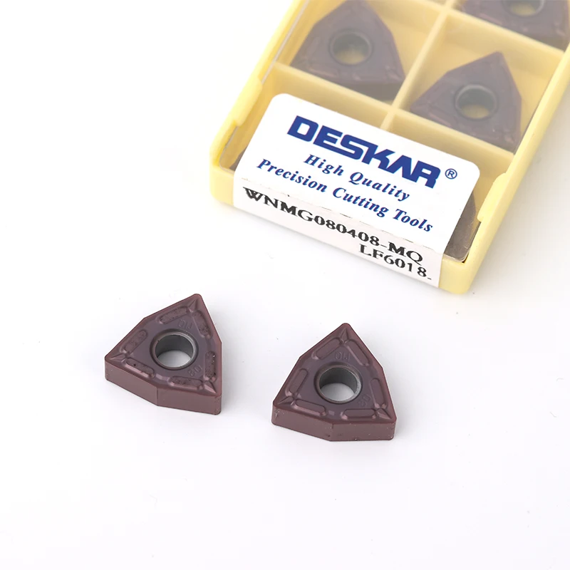 DESKAR 10 шт. WNMG080404-HS LF6018 WNMG080408-MQ LF6018 CNC поворачивая вставка лезвие из нержавеющей стали