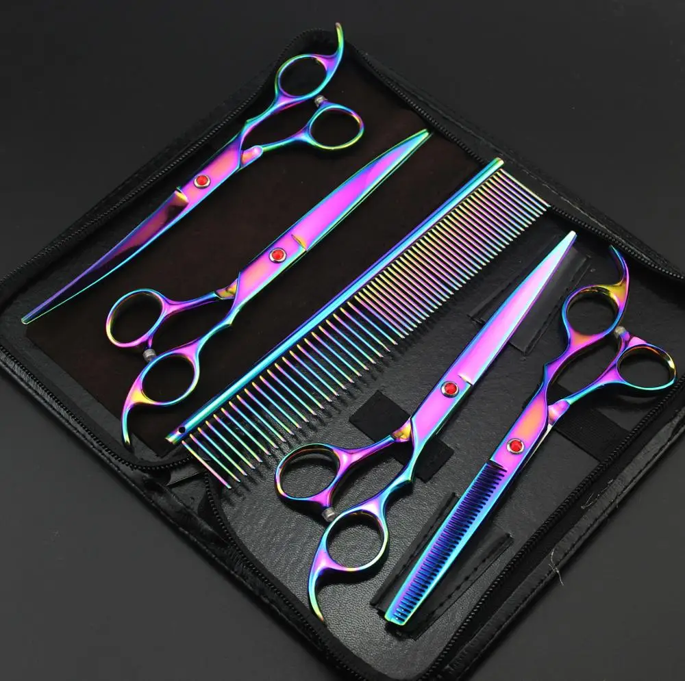 Dog Grooming Scissors Kit  Stainless Steel Pet Cat Hair Grooming Scissors Thinning Scissors Straight Shears Animal Barber Cutter