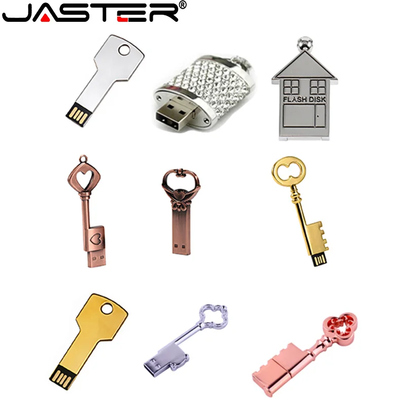 JASTER USB Flash Drive 2.0 Mini Metal Key House Lock Model  4GB 8GB 16GB 32gb 64GB 128GB Water Proof Memory Stick Pendrive Gift