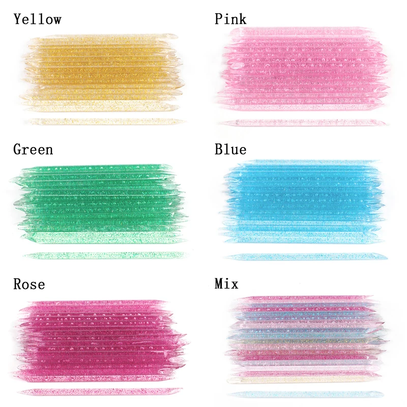 100pcs Crystal Sticks For Cuticle Pusher Remover Colorful Forks For Manicure Pedicure Dual-end Reusable Nail Art Tools