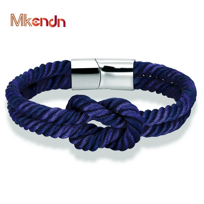 MKENDN Fashion Infinity Charm Nautical Survival Rope Chain Paracord Bracelet Men Women Stainless Steel Magnetic Clasp