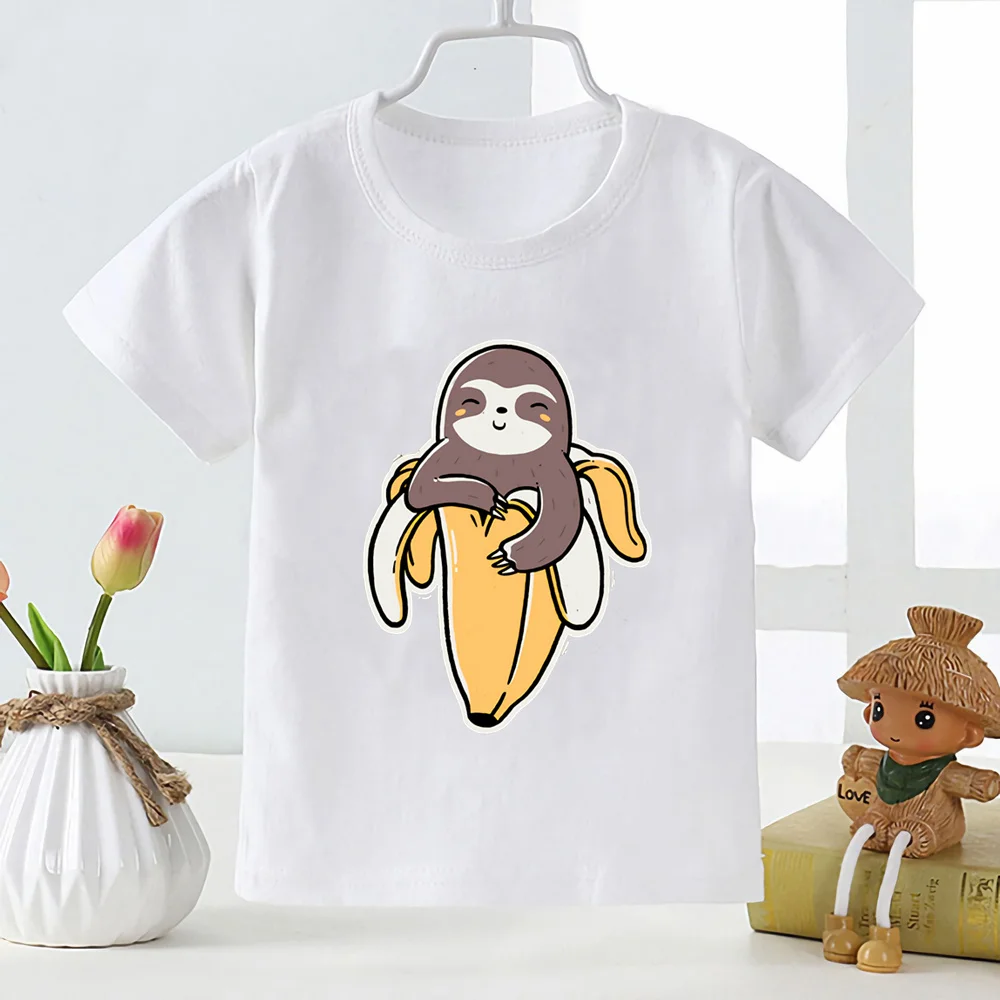 

Children Animal Cartoon Printing T Shirt Boys Girls Sloth And Cats Harajuku Short Sleeve Tops Kids Casual Clothes T-shirt,YKP188