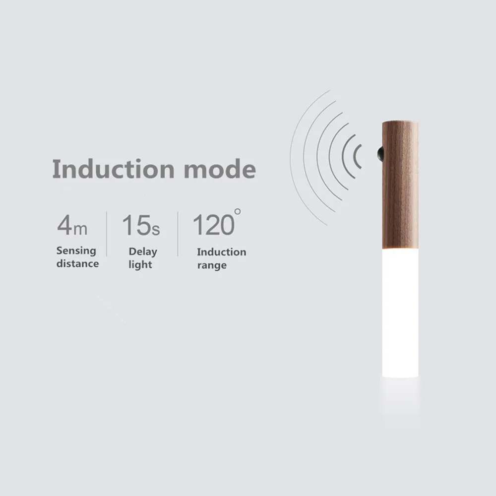 2020 New USB Rechargeable LED Infrared Sensor Photosensitive Sensor Wireless Night Light  Bedside Desk Lamp Wardrobe Wall Lamp