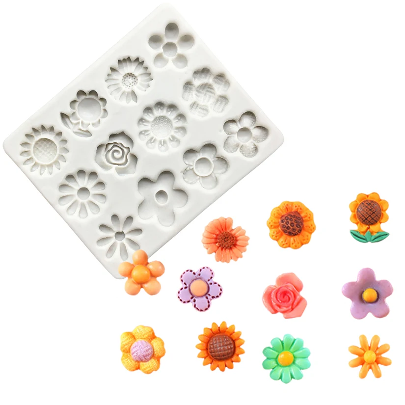 Daisy Sonnenblume Rose Silikon Form Harz Werkzeuge Sugarcraft Cupcake Backform Fondant Kuchen Dekorieren Werkzeuge