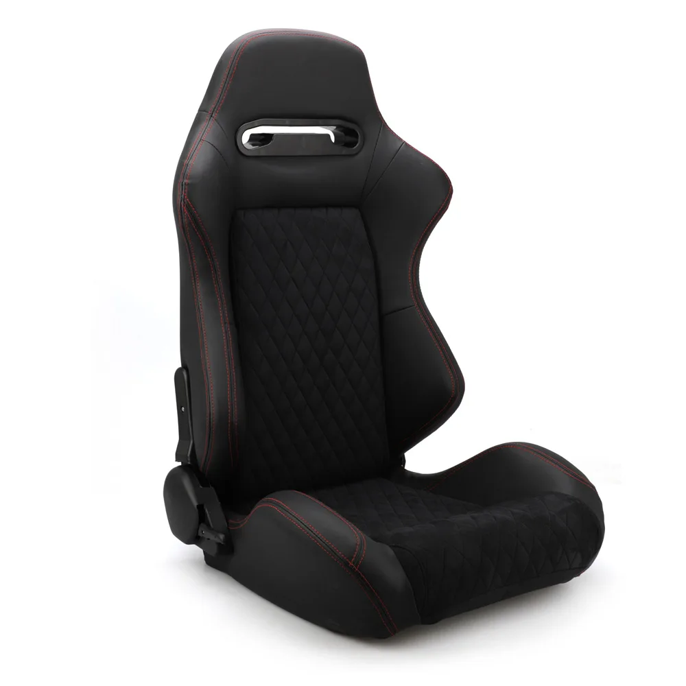 Black PVC Carbon Look With Double Slider And Single Adjustor For Automobile Car Use Sports Racing Seat