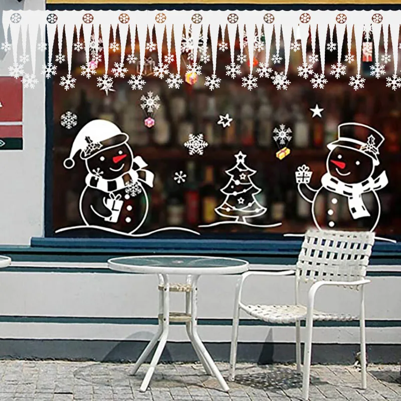 2pcs/set Christmas Decoration White Foam Snowfalke Icicle Window Decor Ornaments For Home 2021 Xmas Noel Navidad New Year 2022