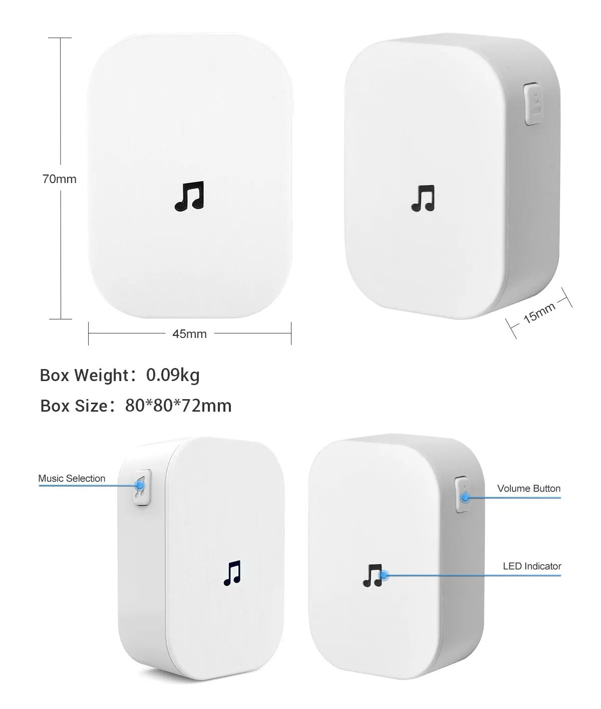 Bel Dalam Ruangan Nirkabel untuk Telepon Pintu Video Bel Pintu WIFI Steker Ue/AS