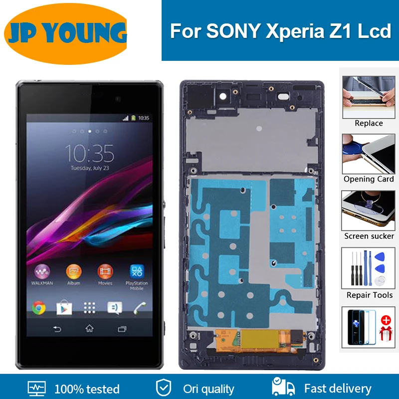 

5.0'' Original LCD For SONY Xperia Z1 L39H C6902 C6903 LCD Display Touch Screen Digitizer Assembly Frame Replacement Free Tools