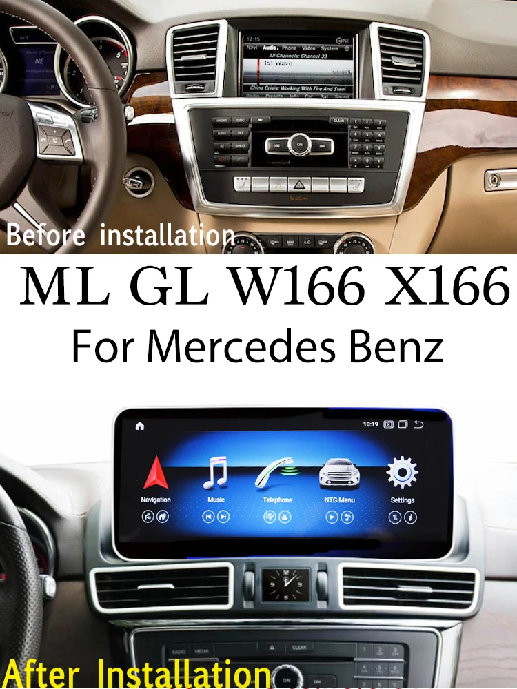 

For Mercedes Benz M ML GL W166 X166 NTG 360 Birdview NAVI Car Radio Stereo Audio Navigation GPS CarPlay Android 12.3 INCH Screen