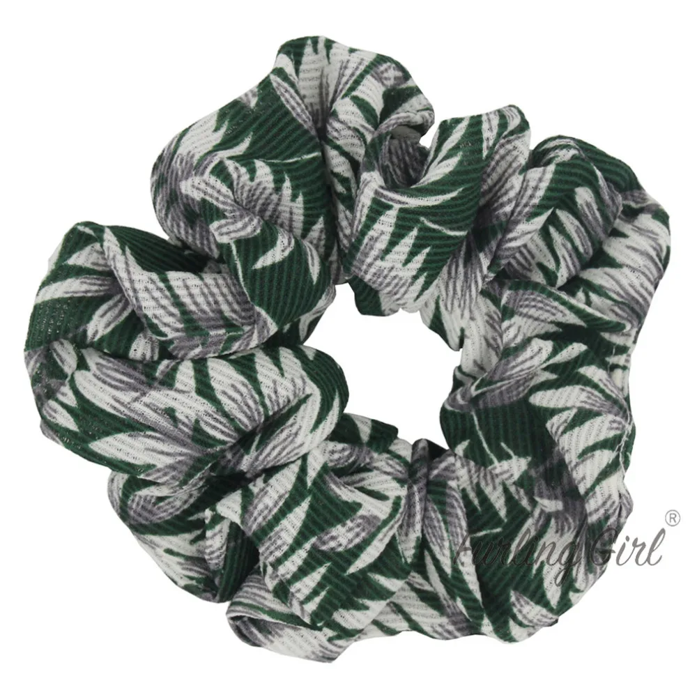 Furling Girl 1PC Chiffon Scrunchies Pineapple Leaf Plant Hair Bands Elastic Ponytail Holder Women Hair Accessories