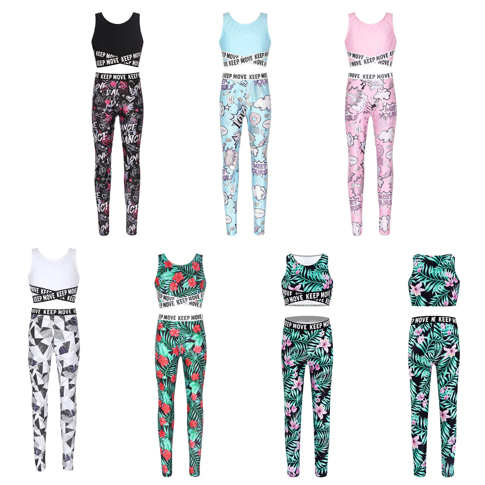 Kids Clothes girls Sport sets Yoga Tracksuits Girls Clothing Sleeveless Gym Crop Top child High Waist Fitness Gym Leggings Pants