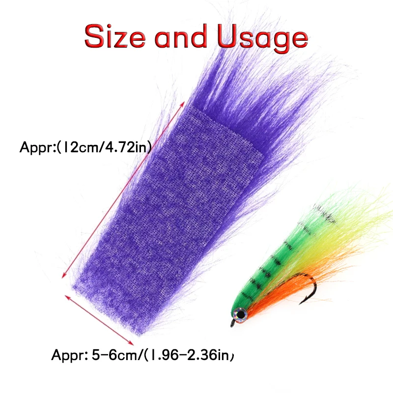 Wifreo 1 Bag 5 X 12CM Fly Tying Furabou Grizzly Color Craft Fur Fiber for Streamer Tail Wing Material Medium Size