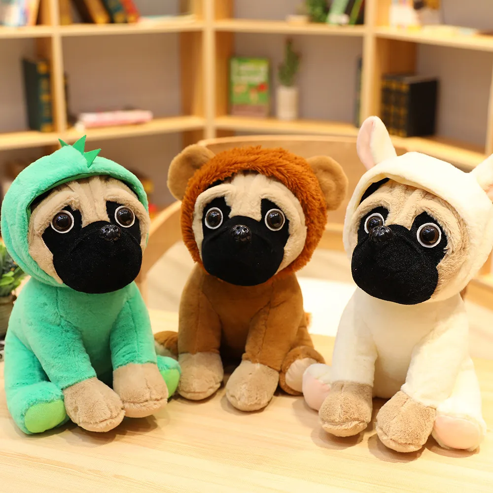 Animals Pug Dog Plush Toys Dogs Cosplay Dinosaur Rabbit Elephant lion Sheep leopard Stuffed Dolls