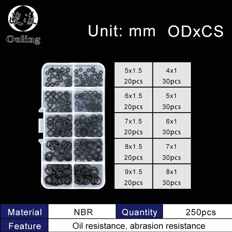 Ассортимент нитриловой силиконовой резины в штучной упаковке. Уплотнительное кольцо. Ремкомплект NBR. Уплотнительный клапан. Водонепроницаемая машина. Комплект маслостойких прокладок.