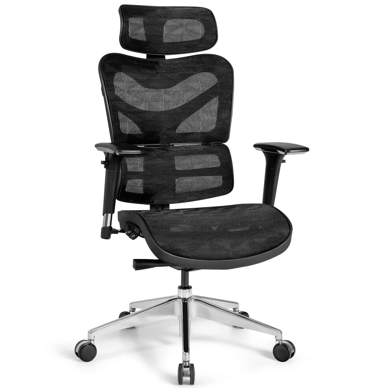 Costway Mesh Office Chair Adjustable High Back Reclining Task Swivel Chair Black