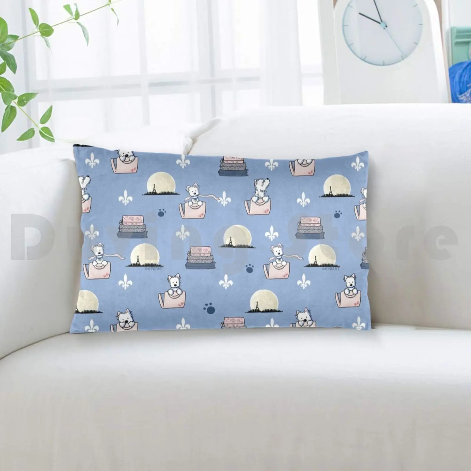 Kiniart Westies In Paris Pillow Case 20*30 Inch Westie Westies Westie Terrier West Highland Terrier West Highland