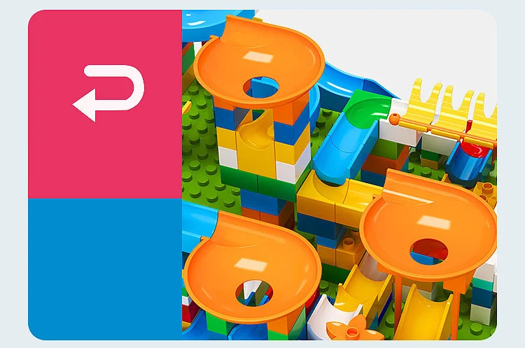 Marmor-Rennbahn mit großen Bausteinen, Kugelbahn, Trichterrutsche, DIY-Bausteine, Spielzeug für Kinder, Geschenke – Detail 5