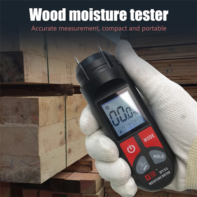 

High Accuracy Wood Humidity Tester 0-99.9% Two Pins Digital Wood Moisture Meter LCD Display Hygrometer Timber Damp Detector