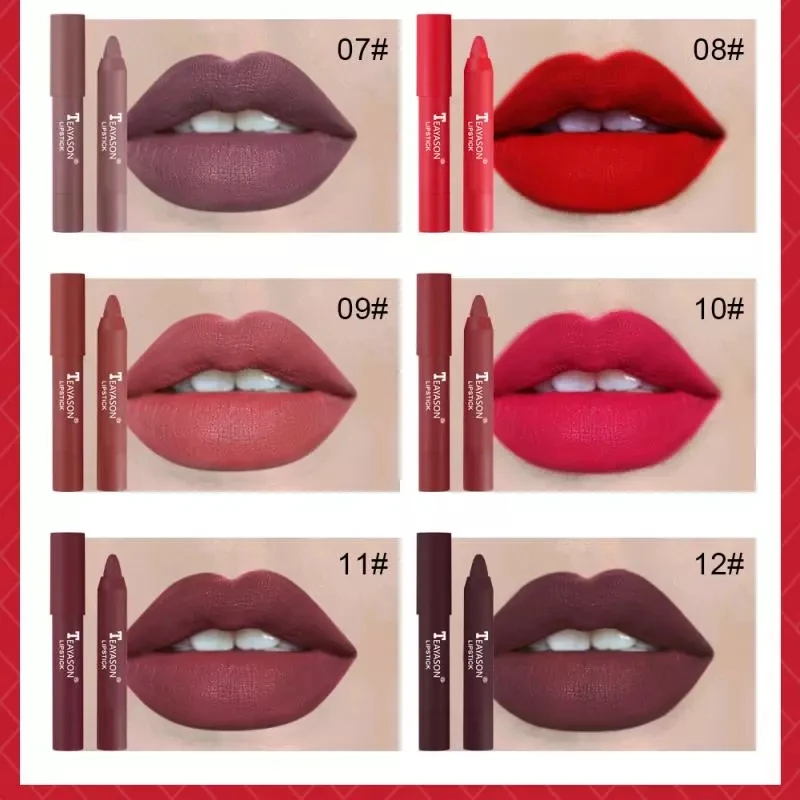 TEAYASON Hot Selling Matte Lipstick Pigmented Maquillaje Moist Lip Tint Easy to Wear Lipsticks Pen Makeup Sexy Lip Cosmetics