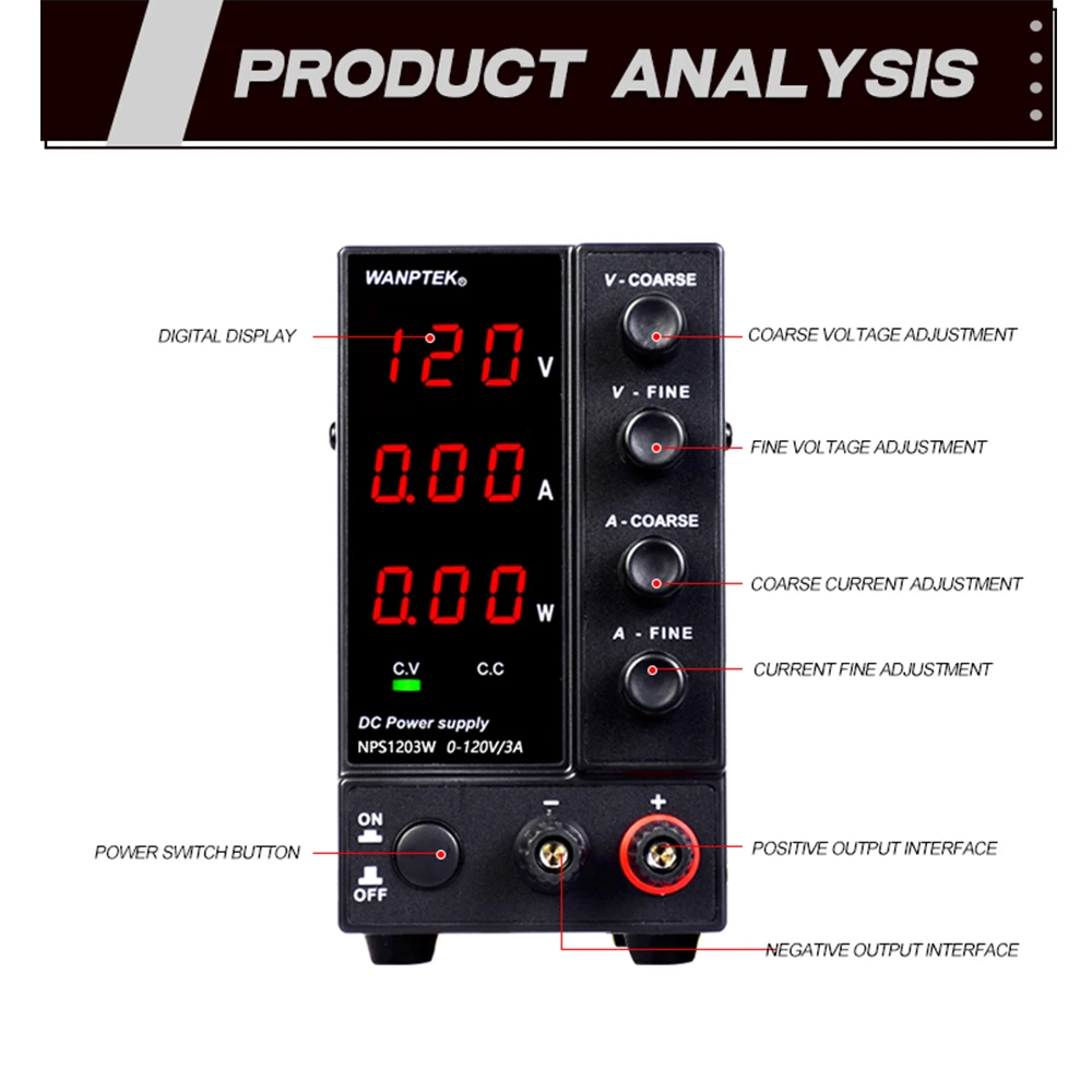 NPS1203W laboratory switching power supply adjustable 120V 3A variable Voltage regulator stabilizer bench source dc power supply