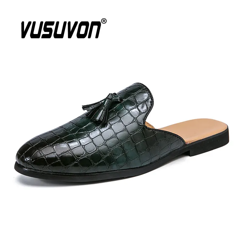 Slippers Men 45 Big Sizes PU Leather Home Outdoor Male Indoor for Fashion Luxury Soft Black Slides Causal Loafers Flat Shoes