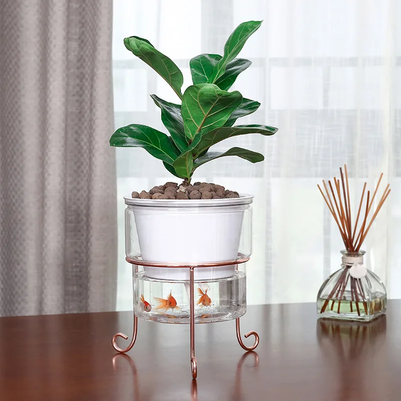 

Automatic Water Absorption Flowerpot, Transparent Plant Pots, Lazy Transparent Flower Pot, Imitation Glass