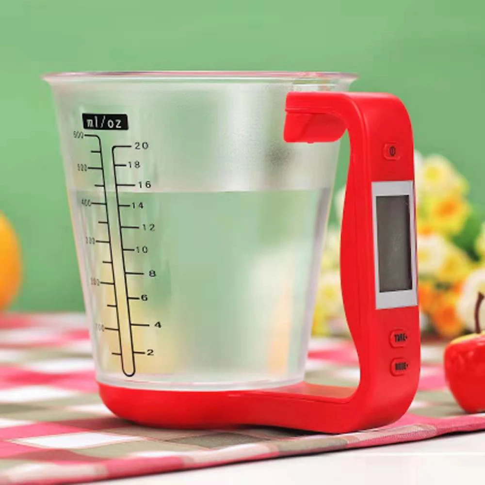 Electronic Measuring Cup Plastic Tool Graduated Digital Jug With Scales Kitchen Beaker Weigh Temperature Measurement LCD Display