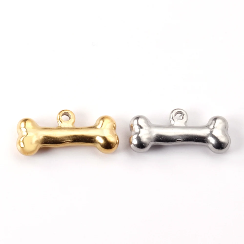 ASON 10pcs/lot Bones Necklace Pendant Dog Dog Bone Charms 316L Stainless Steel Gold Silver Color For Necklaces Jewelry Makings