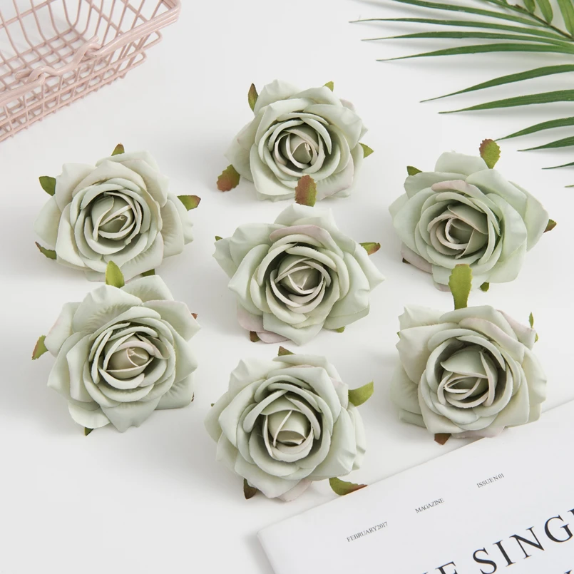 100PCS Künstliche Blumen Günstige Weihnachten Kränze Hochzeit Party Dekoration Diy Geschenke Box Scrapbooking Gefälschte Seide Rosen Kopf
