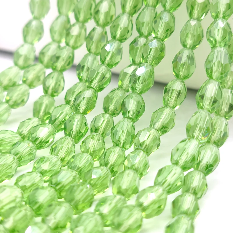 3x5 5x7 8x11mm Waterdrop Faceted Light Green Crystal Teardrop Glass Beads Loose Spacer Beads for Jewelry Making DIY Bracelet