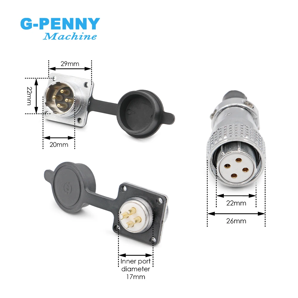 G-Penny 1.5kw 2.2kw 3.2kw CNC Spindle Motor Air Plug H17 H20  4pins Spindle Accessories Electric Spindle Motor Aviation Plug