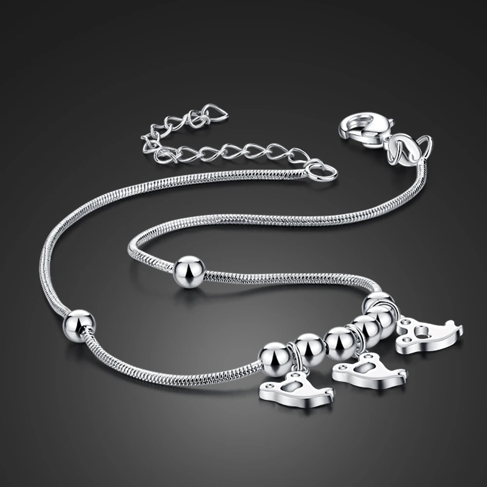 New Simple 925 Sterling Silver Snake Bone Blade Anklet New Summer Light Fashion Versatile Ins Jewelry Foot Anklets Bracelets