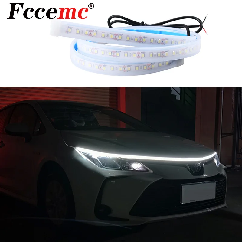 

White light long Strip Through-type LED auto modified front headlight gap upgrade decorative lights Car Daytime Running lights