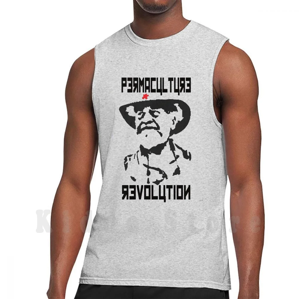 Permaculture Revolution Tank Tops Vest 100% Cotton Permaculture Bill Mollison Revolution Green Sustainability