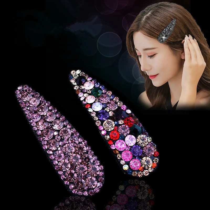 2021 New Fashion Hot Sale Wild Luxurious Rhinestone Bangs BB Clip  Hairpin Barrettes for Women Girl Hair Accessories Headwear