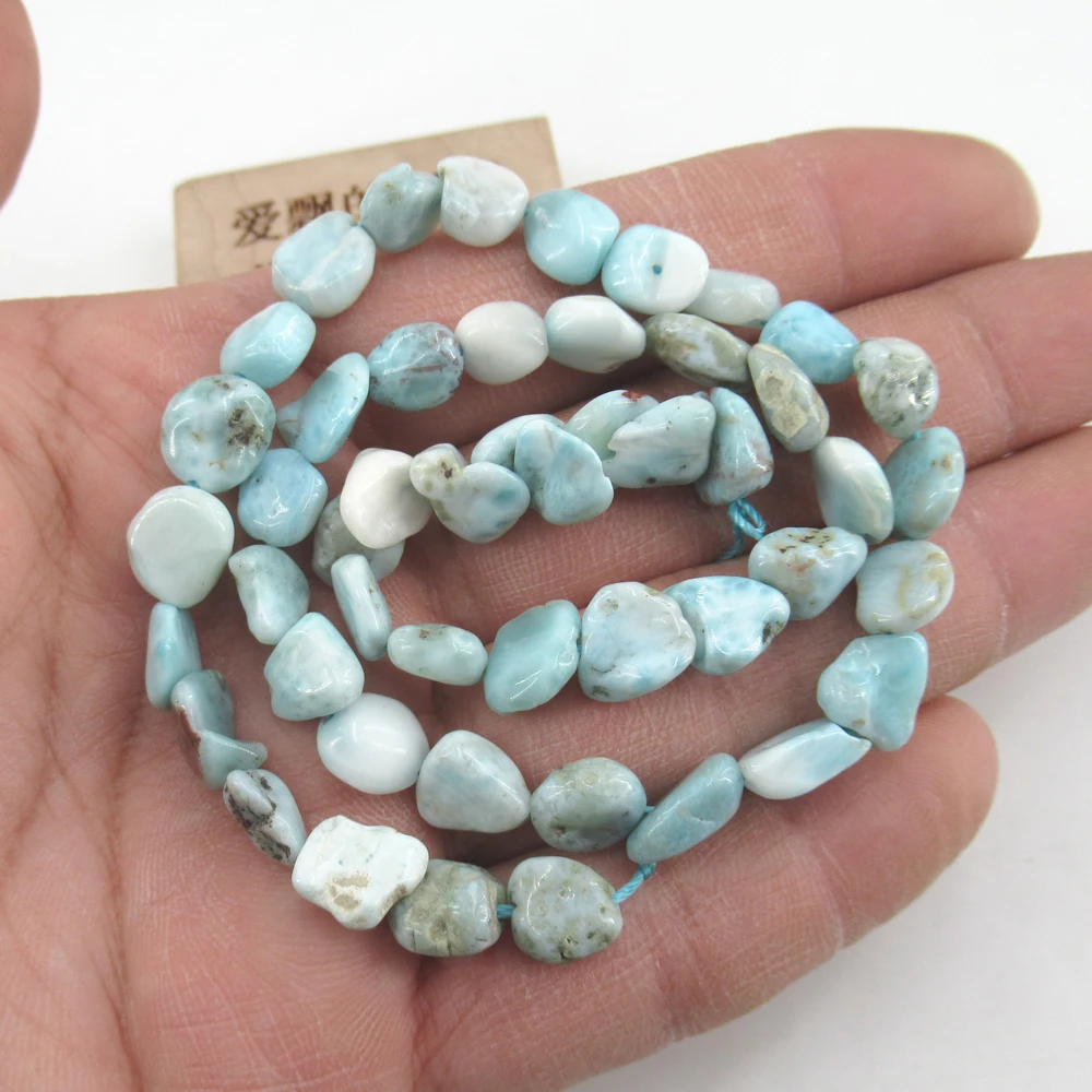 APDGG Natural Blue Larimar Beads Nugget Freeform Real Gems Stone 15\