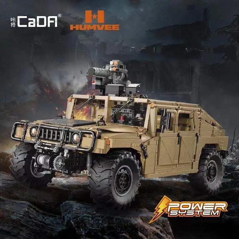 Cada C61036 HUMVEE Authorized Bricks Car Model 1/8 Big Off-Road Raido Control Vehicle High Tech Assembled Building Blocks Toys