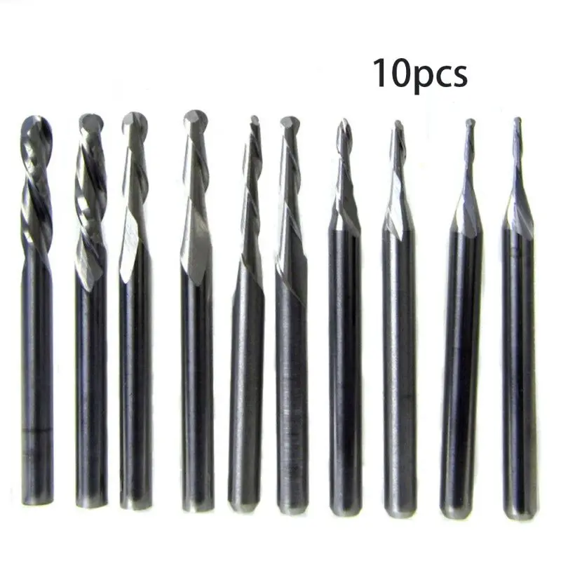 10pcs 1/1.5/2.0/2.5/ 3.175mm Ball Nose End Mill Engraving Router bit Solide Hotselling 63HF