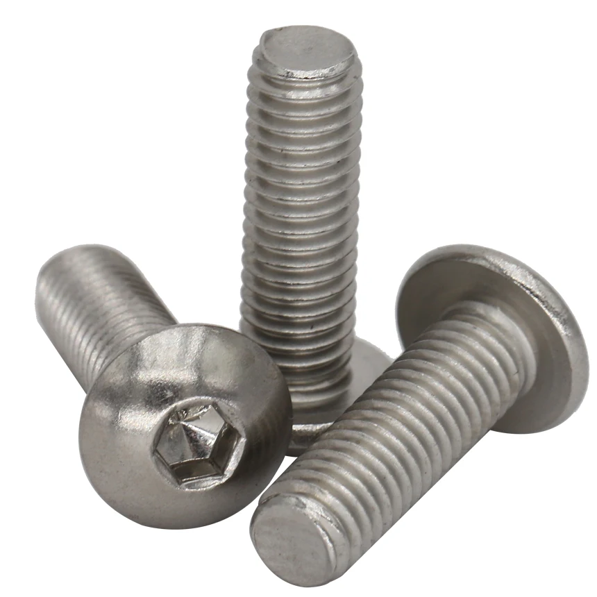 M6 M6*22/30/35/60 M6x22/30/35/60 304 316 Stainless Steel 304ss 316ss DIN7380 Mushroom Round Hex Hexagon Socket Button Head Screw